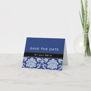 Faire-part Mariage damassé Bleu Enregistrer la date