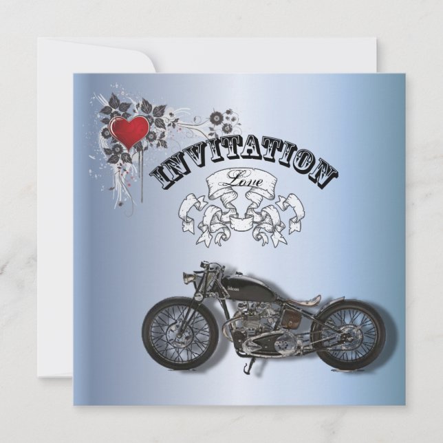 Faire-part Mariage de motard grunge rustique (Devant)