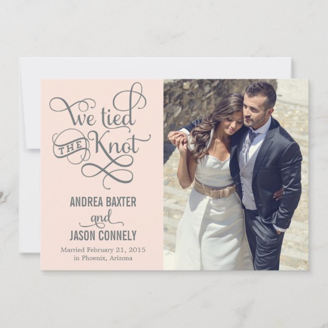 Faire-part Mariage de noeud précieux - Pêche légèr (Devant)