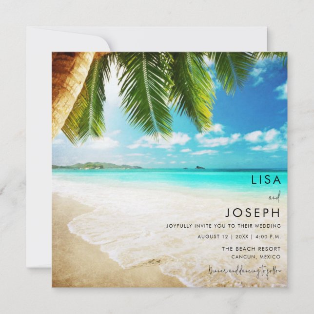 Faire-part Mariage de plage de destination (Devant)