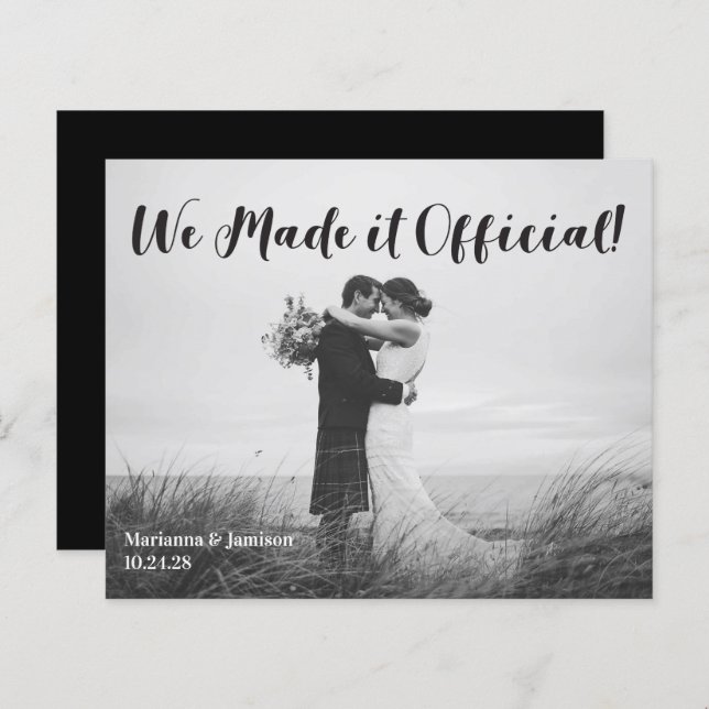 Faire-part Mariage de typographie manuscrite Budge (Devant / Derrière)