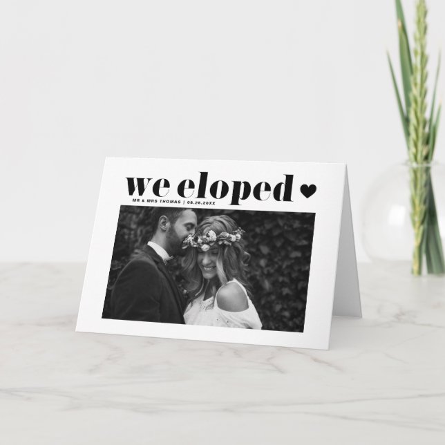 Faire-part Mariage de typographie noir Retro Bold Elopement (Devant)