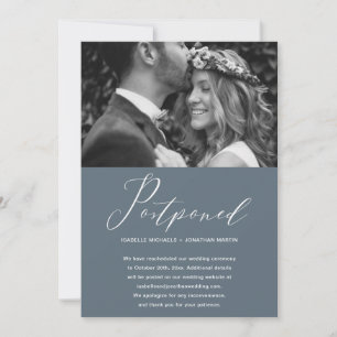 Faire-part Mariage Dusty Blue Postponction Nouvelle Date Phot