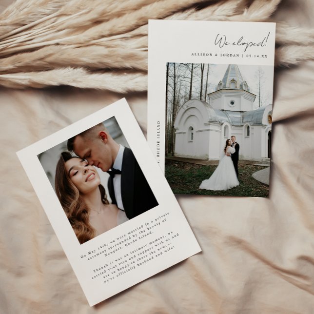 Faire-part Mariage Élégant avec Script pour 2 Photos de Fuite (Créateur téléchargé)