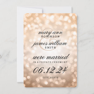 Faire-part Mariage élégant / Éclairage Bokeh en cuivre de l'E
