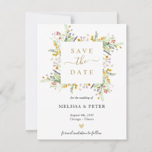 Faire-part mariage élégant fleur sauvage printemps enregistre