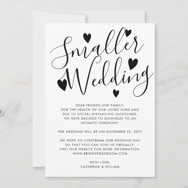 Faire-part Mariage Élégant Plus Petit Réduction du Mariage Ch (Devant)