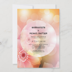 Faire-part Mariage Élégant Romantique Fleur Orange Rose