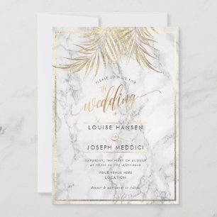 Faire-part Mariage en marbre Faux Gold Palms+