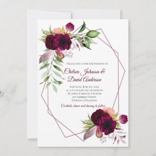Faire-part Mariage Floral Bohème Géométrique Romantique