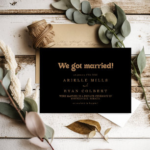 Faire-part Mariage intime minimaliste classique Or noir