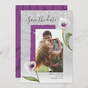 Faire-part Mariage Lily Calla blanche et violette Enregistrer