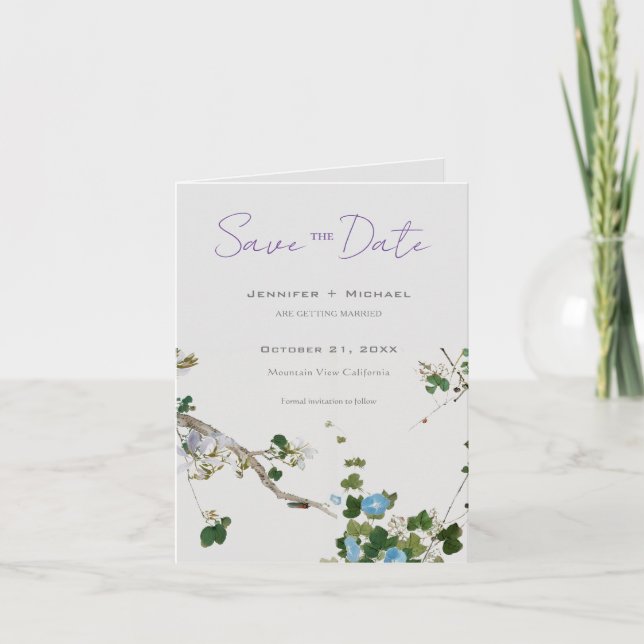 Faire-part Mariage mariage Calligraphie minimaliste Florale (Devant)