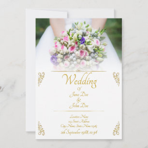 Faire-part Mariage - mariée avec bouquet mariage coloré