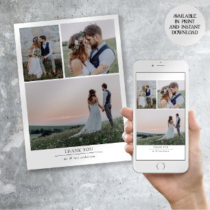Faire-part Mariage Minimaliste 4 Photos Merci