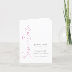 Faire-part Mariage Minimaliste Calligraphie Rose Blanc