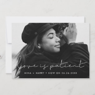 Faire-part Mariage minimaliste manuscrit L'amour est patient