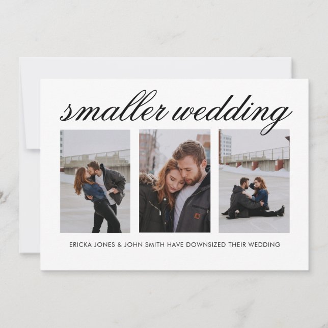 Faire-part Mariage minimaliste moderne 3 photos plus petites (Devant)