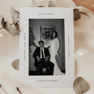 Faire-part Mariage minimaliste, photo noir et blanc de fugue