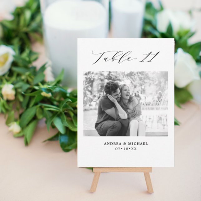 Faire-part Mariage minimaliste Tableau 11 Numéro et images ca (Créateur téléchargé)