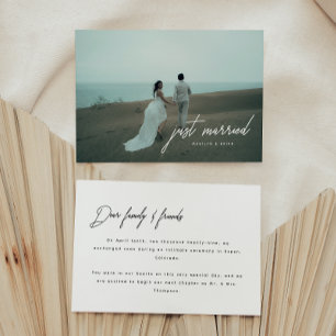 Faire-part Mariage moderne avec texte 'Juste Mariés'