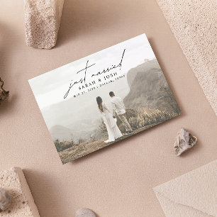 Faire-part Mariage moderne code QR photo 3 juste mariés