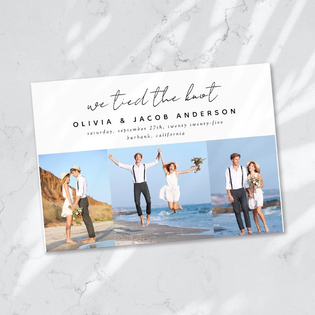 Faire-part Mariage Moderne de 3 Photos Nous Avons Noué le Nœu (Créateur téléchargé)