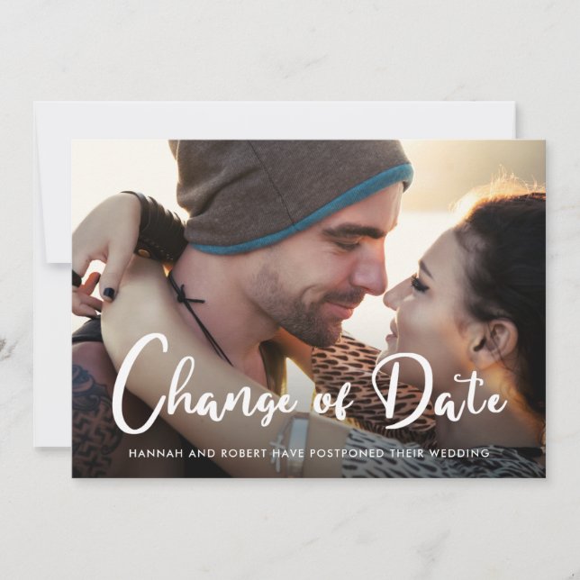 Faire-part Mariage Moderne Report de Date Changement de Date  (Devant)