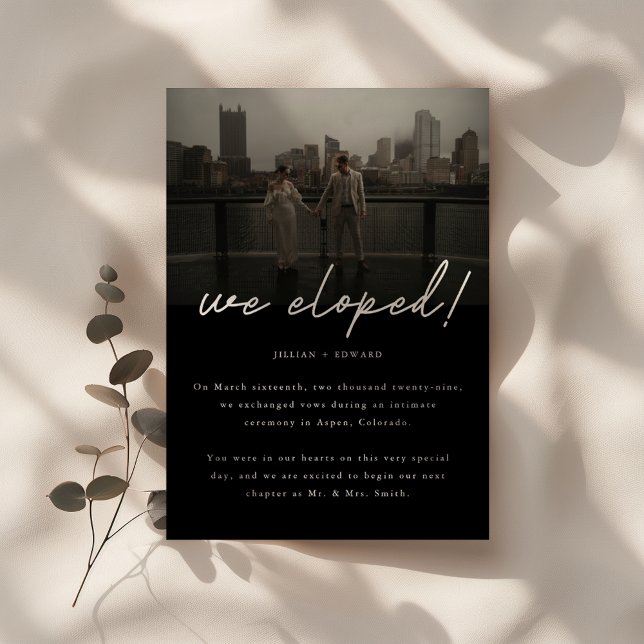 Faire-part Mariage par Élopement avec Photo et Écriture Noire (Créateur téléchargé)