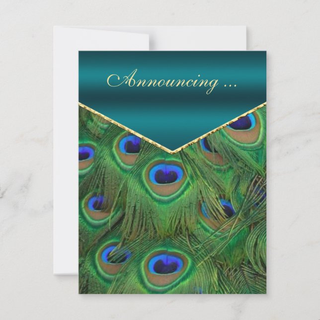 Faire-part Mariage Peacock turquoise (Devant)