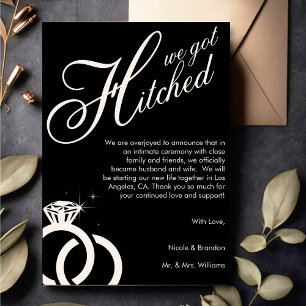 Faire-part Mariage photo Bague Diamant Blanc & Noir