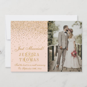 Faire-part Mariage photo Blush Pink & Glam Gold Confetti