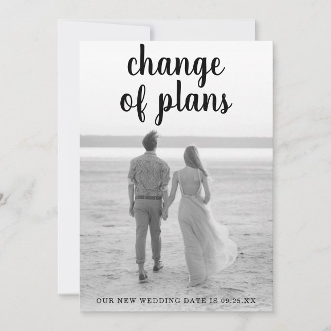 Faire-part Mariage photo minimaliste de script noir (Devant)