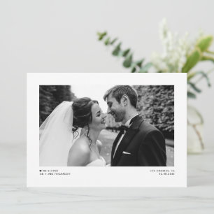 Faire-part Mariage photo minimaliste moderne noir Elopement