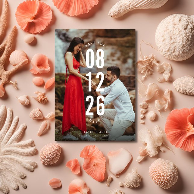 Faire-part Mariage photo unique Enregistrer la date (Unique Photo Wedding Save the Date)