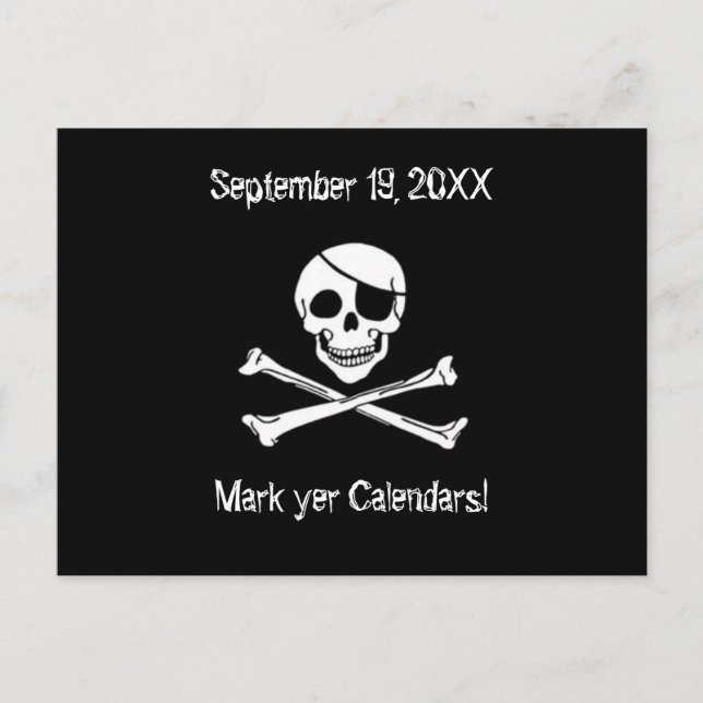 Faire-part Mariage pirate Enregistrer la date Carte postale (Devant)