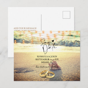 Faire-part Mariage plage enregistrer la date carte postale