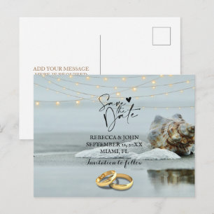 Faire-part Mariage plage enregistrer la date carte postale