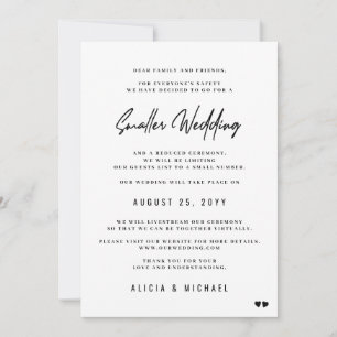 Faire-part Mariage plus petit, cérémonie minimaliste moderne