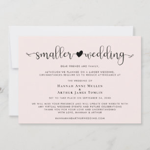 Faire-part Mariage Plus Petit Changement de Plans Cœur Rose