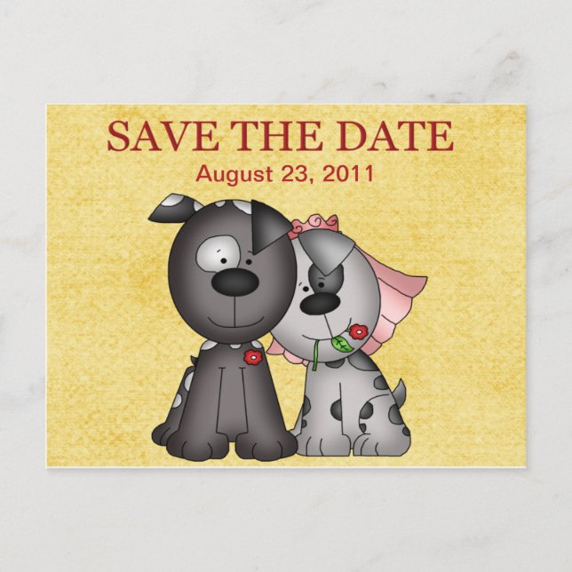 Faire-part Mariage Puppies Enregistrer la date Carte postale (Devant)