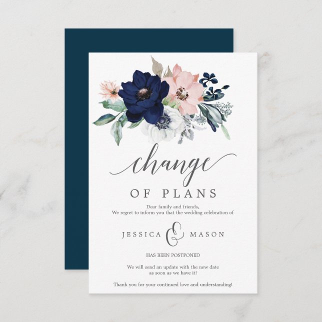 Faire-part Mariage reporté - Annulation (Devant / Derrière)