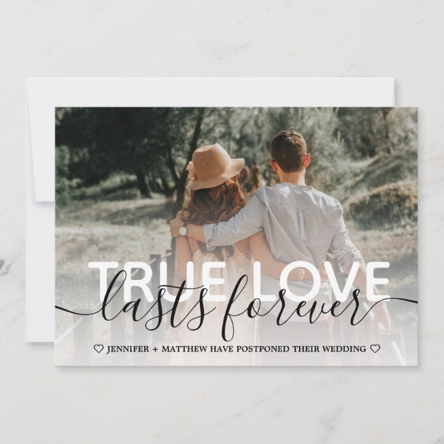 Faire-part Mariage reporté Typographie de l'amour véritable (Devant)