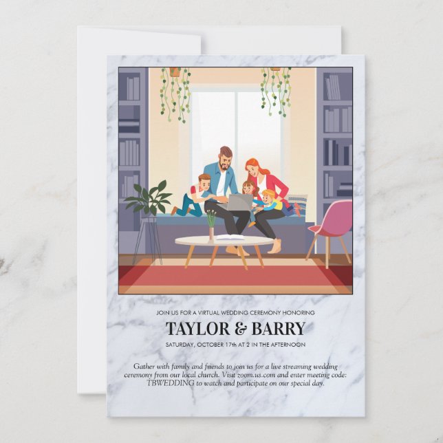 Faire-part Mariage Virtuel en Marbre (Devant)