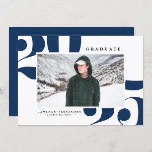 Faire-part Marine Blue Bold Typographie 2024 Diplôme photo