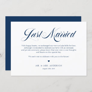 Faire-part Marine Blue Elegant Bold Calligraphie Juste Marié