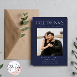 Faire-part Marine Blue Funny Photo Wedding Enregistrer la dat<br><div class="desc">Envoyez une carte de date qui fera sourire vos invités. Choisissez une photo étonnante de vous et de votre partenaire et faites savoir à vos invités de marquer leur calendrier pour la fête de l'année! Ces drôles "Boissons gratuites (et nous nous marions)" à l'exception des dates sont parfaites pour le...</div>