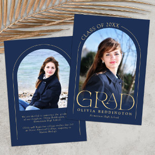 Faire-part Marine Gold Typographie moderne 2 Photo Arch Grad
