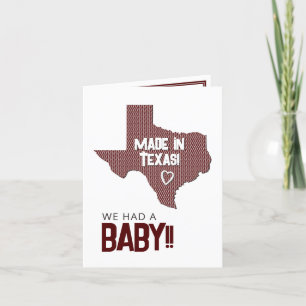 Faire-part Maroon Herringbone Fabriqué au Texas Photo Baby An