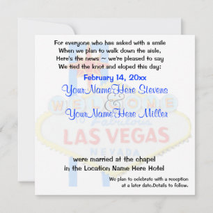 Faire-part matrimonial d'Elope Las Vegas
